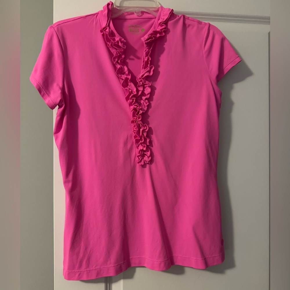 Lilly Pulitzer Vibrant Pink Ruffled Blouse